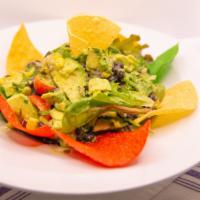 Avocado Salad · Fresh avocado, tomato, black beans, red onions, corn and cilantro with a cumin vinaigrette