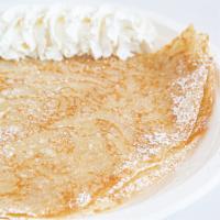 The Lemon Drop Crepe · Butter, sugar, lemon juice and whipped cream, topped with powdered sugar.