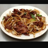Large Mongolian Beef · Served with white rice.