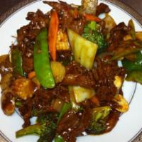 Large Beef in Hunan Style · Served with white rice. Spicy