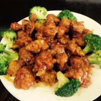 H4.  Orange Flavored Chicken · Crispy chunts of boneless chicken sauteed with hot peppers and orange peef ina delicious spe...