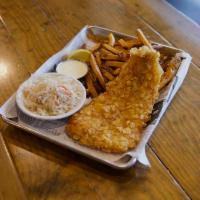 Fish and Chips · New England style, hand-cut french fries, homemade tartar and coleslaw.