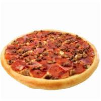 X-Large All Meat · Pepperoni, ham, Italian sausage, beef, bacon and our special blend of 3 cheeses.