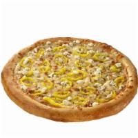 Spicy Mediterranean Pizza · Hot pepper rings, feta cheese, olive oil and Italian seasoning. Vegetarian.