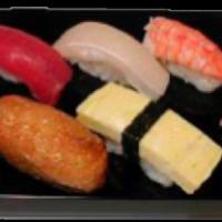 Small Regular Sushi · Maguro, hamachi, ebi, inari and tamago.