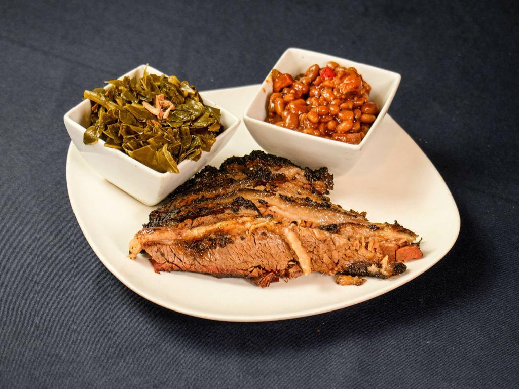 Beef Brisket Plate (1/2 lb) · 1/2 lb Smoke beef brisket served with two sides and choice of bread