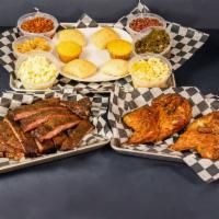 Big Bad W Family Meal · Smoked ribs slab, smoked whole chicken 6 large sides and 6 breads