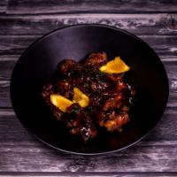 7. Orange Chicken · Chunks of chicken, deep fried then sauteed with orange peels in a sweet spicy sauce and broc...
