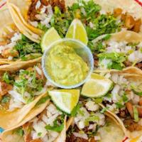 Soft Taco · Carne asada, carnitas, al pastor, chicken, chIle verde or barbacoa. Topped with onions and c...