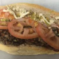 Harlem's Famous Chopped Cheese Sandwich · Certified Black Angus Chopped Meat, American Cheese,
Chopped Onions, Mayo, Mustard, Ketchup
...