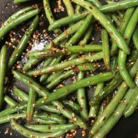 Szechuan Green Beans · Wok sautéed beans with Szechuan peppercorns 