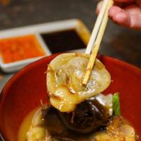 Slow Braised Short Rib Dumplings (6pc) · Russian style 'Pelmeni' dumplings... ‘Fall off the bone’ tender slow braised short rib wrapp...