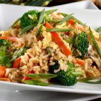 dumplingAF Fried Rice · Jasmine rice with mixed veggies and our special house sauce, (Choice of Chicken or Shrimp)