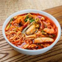 Champong Soup (Noodle) 짬뽕 · Seafood w/veggies