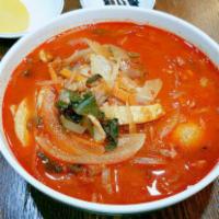 Champong Soup (Rice) 짬뽕밥 · Seafood w/veggies