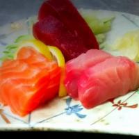 Sashimi Appetizer · Fresh assorted sashimi 6 pieces. Gluten free.