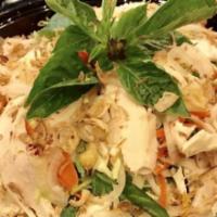 27. Fresh Cabbage Salad with Chicken · shredded Chicken Breast, Shredded Cabbage , Carrots, Basil leaf , cilantro Dried Onion, Roas...