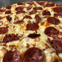 Midtown Pizza · All beef pepperoni, Italian sausage, ground beef, Canadian bacon, and bacon.