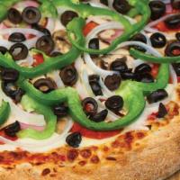Porky's Special Pizza · Pepperoni, ham, mushrooms, white onions, green peppers and black olives.