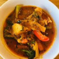 Mix Veg Curry · A perfect combination of potatoes, cauliflower, bell peppers and brocolli in tasty indian cu...