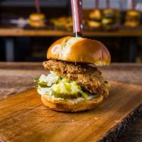 Crispy Chicken Sandwich · Crispy chicken breast with lettuce, pickles and herb mayo. Grilled chicken available upon re...
