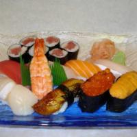 Sushi Supreme  · 1 piece each: tuna, white fish, salmon, yellowtail, eel, scallop, shrimp, salmon roe and sea...