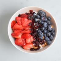 Triple Berry Granola Bowl · Strawberries, blueberries, craisins and honey