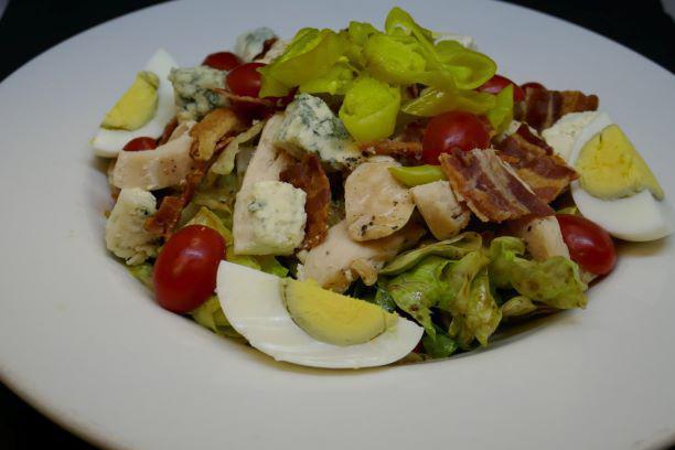 Italian Cobb Salad · Mixed greens, boiled egg, Gorgonzola, roast chicken, bacon, tomatoes, pepperoncini and balsamic vinaigrette.