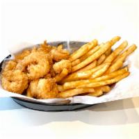 Shrimp Bites  · Golden fried whole shrimp (13pcs) with French fries  