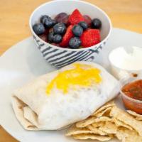 Breakfast Burrito · Hash brown and sausage mixture with steamed egg, cheddar cheese wrapped in a tortilla. Serve...