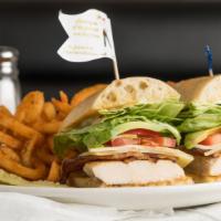 Chicken Club · Chicken breast served on our french roll, topped with jack cheese, avocado, bacon, lettuce, ...