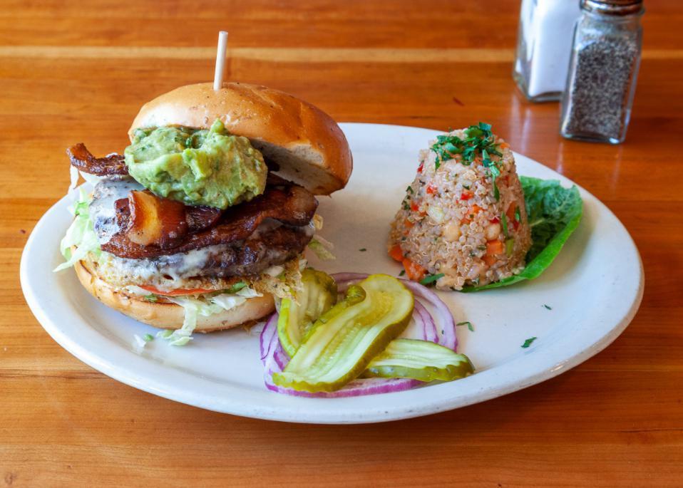 California Avenue Burger · Named for our original location in West Seattle. Our first signature burger with Swiss cheese, bacon and guacamole instead of pub sauce.