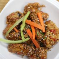 Sticky Wings · sweet chilli honey, sesame seeds, scallions
GF