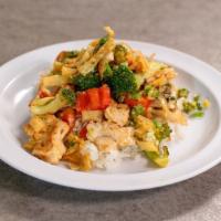 The Schoolgirl Bowl · Marinated natural chicken breast, sauteed with crimini mushrooms, broccoli, red bell pepper,...