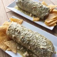 Chicken Chile Verde Burrito · *comes smothered* - w/ rice, black beans, & cheese