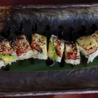 C5. Sea Dragon Roll · Shrimp tempura, crab and cucumber with eel and avocado on top eel sauce.