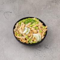 White Meat Chicken Rice Bowl · Steamed chicken, avocado, edamame, cucumber, seaweed with poke sauce.