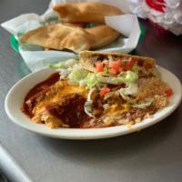 A. One Homemade Tamale, One Cheese Enchilada and a Taco with choice of chile · Add chicken or ground beef to an enchilada for an additional charge. 