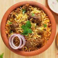 Mutton Biryani · Cooked with exotic spices, saffron, fresh coriander and mixed with basmati rice. Served with...