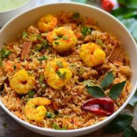 Shrimp Biryani  · This savory blend of Basmati rice is cooked with Shrimp, saffron herbs and spices and fused ...