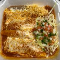 Enchiladas a La Diabla · 3 chicken enchiladas with our special hot sauce.