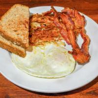 One Egg Classic · Choice of bacon, ham or sausage with hash browns and choice of bread. Gluten free options av...
