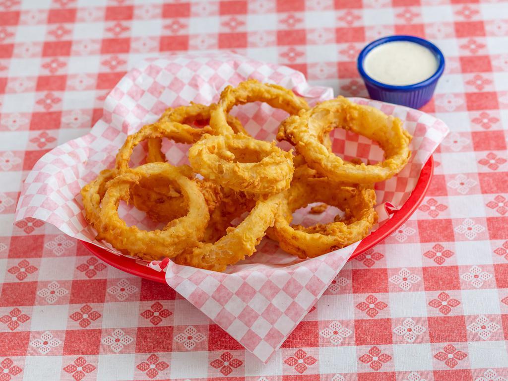 Best of the Onion Rings · Homemade thick onion rings served with the Hippo Cafe's ranch.