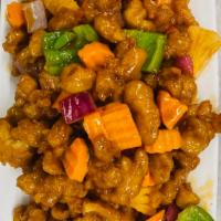 44. Sweet and Sour Chicken · Sweetened sauce with  vinegar base.
