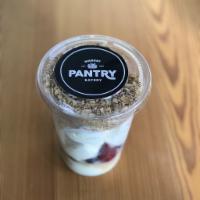 Low-fat Greek Yogurt Parfait · served with honey, fruits and granola