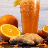 Refresh · Fresh squeezed orange juice, fresh shaved ginger, fresh apple, fresh carrot