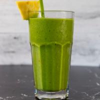 Green Machine · Baby Spinach, avocado, fresh pineapple, cucumber, banana, almond milk