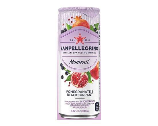 S.Pellegrino Pomegranate & Blackcurrant  · Sparkling drink with 3% Pomegranate and 3% Blackcurrant juices from concentrate with other natural flavors.
11.15 FL OZ - (330ml)