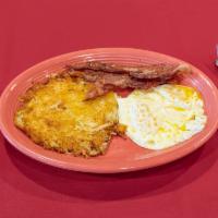 Bacon and Eggs · 3 strips of crispy bacon and 2 eggs cooked to order.