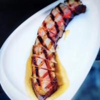 Grilled Bacon · Thick cut, cheddar-beer sauce.
